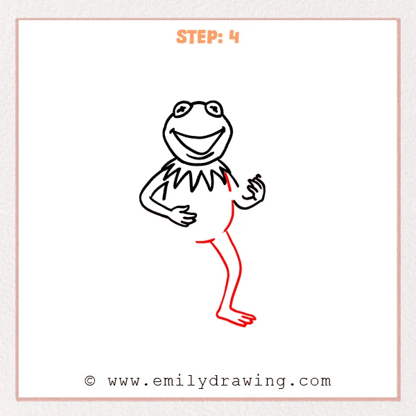 how to draw a kermit the frog - Step 4